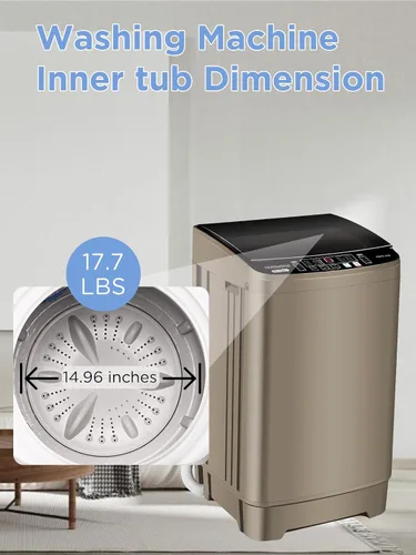 Miniatura 5 de F.W.WOOLWORTHS - Lavadora completamente automática de 17.7 libras con pantalla LED, lavadora de ropa con bomba de drenaje, 10 programas de lavado