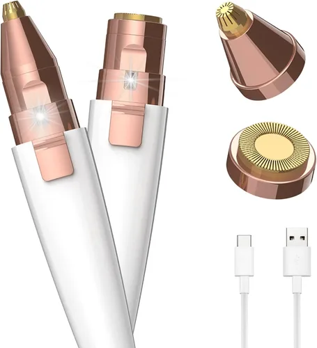 Miniatura 8 de Maquinilla de afeitar de cejas y depilación facial para mujeres (2 en 1, recargable por USB), depilación 100% indolora, kit de recortador de cejas