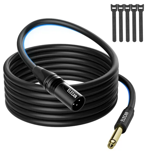 Miniatura 8 de Elecan XLR hembra a 1/4 de pulgada 0.250 in TS mono cable de micrófono 4 pies, adaptador de cable de conexión profesional desequilibrado