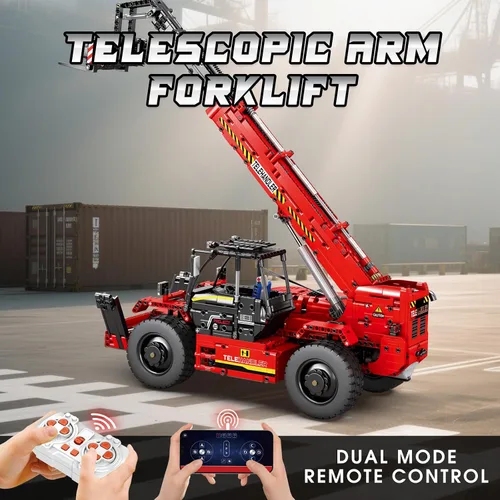 Miniatura 2 de Reobrix Juego de Bloques de Construcción de Brazo Telescópico con Motor, Modelo Mecánico de Grúa RC, Juego de Camión de Hormigonera de Control