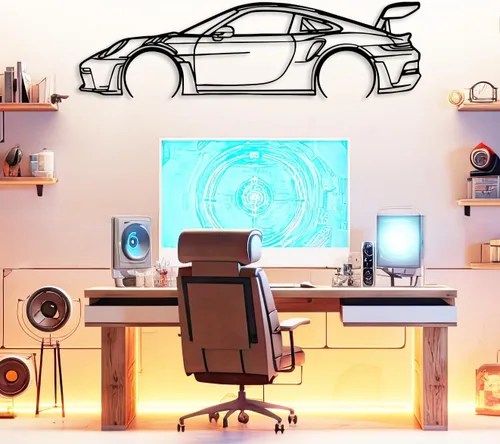 Miniatura 5 de Arte de silueta de automóvil personalizado de metal, decoración de pared personalizada, letrero de pared de garaje para amantes de los automóviles