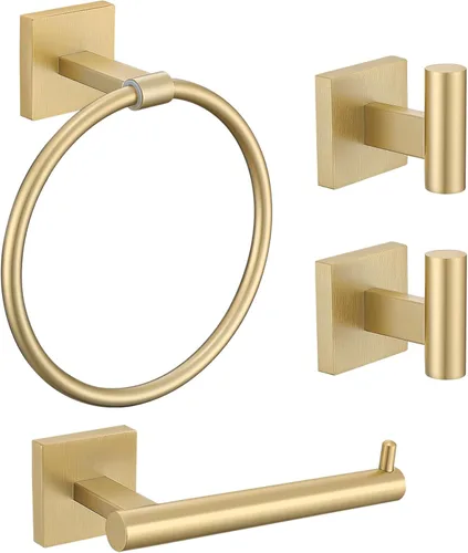 Miniatura 8 de Lairuier Juego de accesorios de baño, juego de 4 piezas de soporte para toallas que incluye soporte para papel higiénico, anillo para toallas y 2