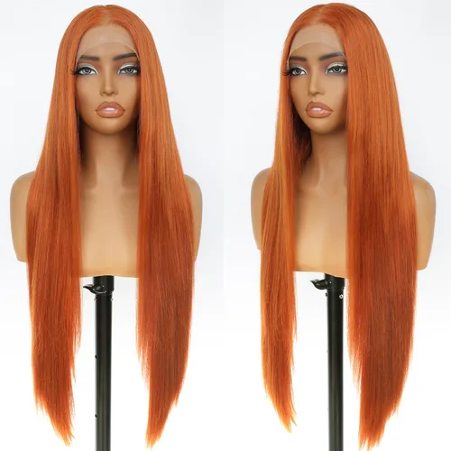Miniatura 7 de SOKU 40" Super Long Straight Lace Front Wigs,13x6 Transparent Swiss Synthetic Lace Wig Pre Plucked,Natural Black Glueless Lace Front Wigs with Baby
