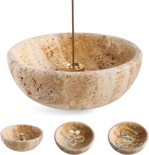 Miniatura 16 de Koville Porta Incienso de Mármol Natural Turco, Porta Inciensos para Varillas, Quemador de Inciensos Robusto con Recolector de Cenizas, Ideal