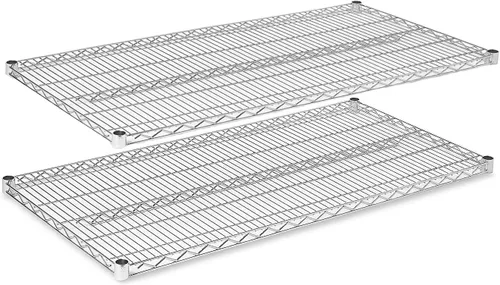 Estantería de alambre cromado, paquete de 2 estantes, estantes de almacenamiento NSF resistentes (14 pulgadas de ancho x 24 pulgadas de largo)