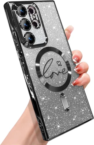 Miniatura 105 de ZONRW - Funda para Samsung Galaxy S22 Ultra magnética, para mujeres y niñas, cubierta trasera suave, lujosa, con corazón de amor, bling, degradado