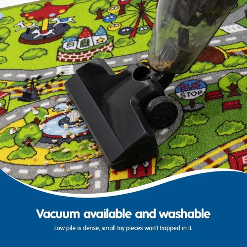 Miniatura 5 de Booooom Jackson Alfombra Infantil de Tren y Ciudad - Antideslizante, Lavable, Pista de Carreras de Coches para Niños y Niñas