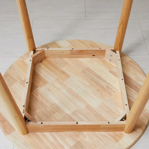 Miniatura 8 de Livinia Aslan - Mesa de comedor redonda de madera de 35.4 pulgadas, mesa de cocina moderna de roble malayo de mediados de siglo (roble natural)