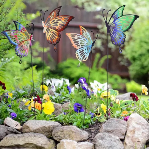 Miniatura 5 de Decoración de estacas de jardín de mariposa de metal para mujeres, adornos de mamá, decoración al aire libre, patio, césped, paquete de 4