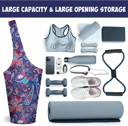Miniatura 4 de Bolsa para esterilla de yoga para mujeres con bolsillo grande lateral, duradera de lino, bolsa de gimnasio para entrenamiento, almacenamiento