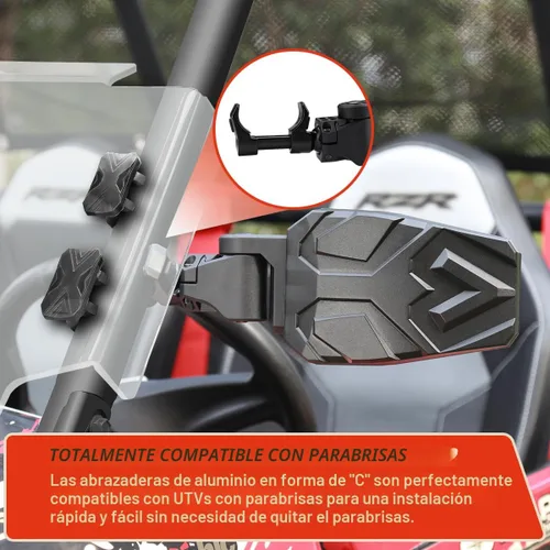 Miniatura 4 de SHEJISI Espejos laterales UTV, espejo UTV plegable y restablecimiento automático en caso de colisión, se adapta a barras antivuelco de 1.5 a 2