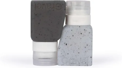 Gravel Botellas de viaje de silicona para artículos de tocador, 3 onzas (paquete de 2), a prueba de fugas, sin BPA, botellas de viaje aprobadas por