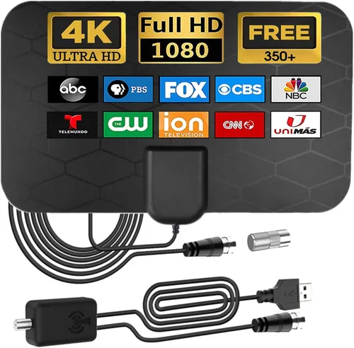 Miniatura 15 de Antena de TV digital HD mejorada 2025 para interiores para Smart TV, amplificador de largo alcance de más de 980 millas, amplificador de señal de TV