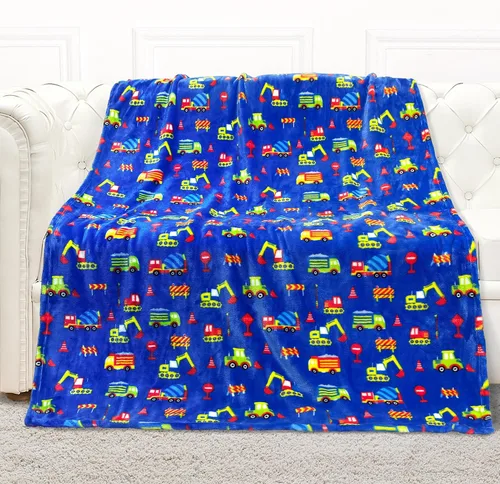 Miniatura 9 de mermaker Mantas de camión de construcción para niños, 380 GSM, manta de vehículos de construcción para niños y niñas, manta de forro polar suave