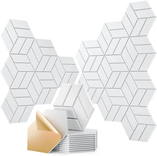 Miniatura 42 de 12 paneles acústicos autoadhesivos, paneles de espuma a prueba de sonido de 12 x 10 x 0.4 pulgadas para paredes, paneles de pared hexagonales Negro