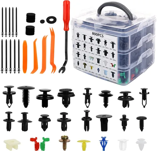 Miniatura 9 de Kit de 835 piezas de clips de retención y sujetadores de plástico para automóvil - 24 tamaños de clips de nailon para parachoques y guardabarros