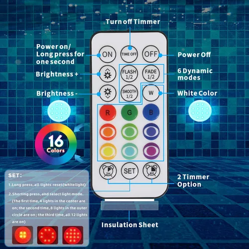 Miniatura 4 de Luces de piscina, luces LED sumergibles con control remoto, IP68 impermeable 16 colores recargables, iluminación subacuática con imán integrado