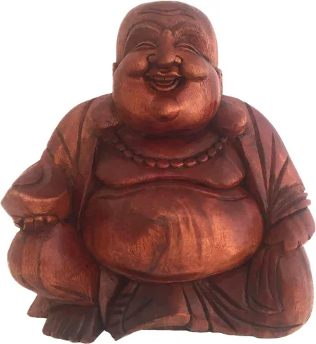 Miniatura 6 de OMA Happy Sitting Buddha - Estatua de madera tallada en madera, marca de tamaño grande