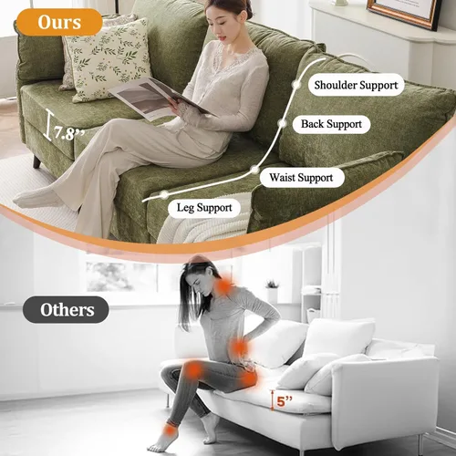 Miniatura 4 de Sofá modular de 104 pulgadas con almacenamiento para todos los asientos, cómodos sofás de nube de 3 plazas de gran tamaño con asiento profundo, sofá