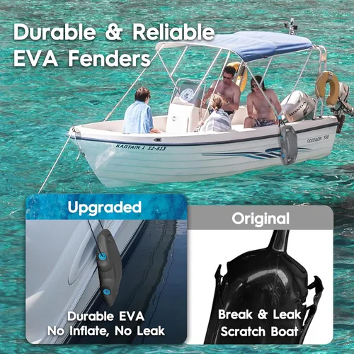 Miniatura 2 de AWEMUFA Defensas de Barco Fáciles de Instalar Parachoques para Atraque Defensa Ideal para Pontón, Lobina, Moto Acuática y Barcos de Pesca Gris