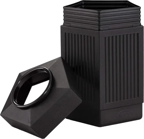 Miniatura 3 de Safco Products Canmeleon - bote de basura para interiores y exteriores, con tapa abierta, color negro, cinco paneles acanalados, capacidad de 30