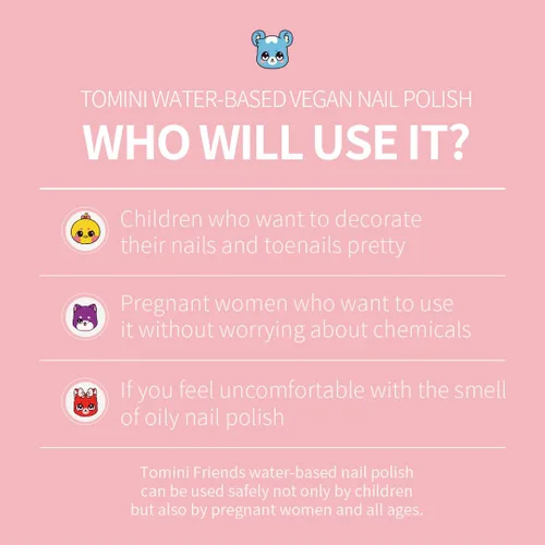 TOMINI AMIGOS Esmalte de uñas a base de agua (juego de 6 colores de Friends) y estuche