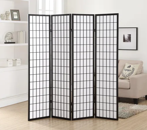 Miniatura 5 de Roundhill Furniture Oriental Shoji, divisor de habitación con pantalla de 4 paneles, natural