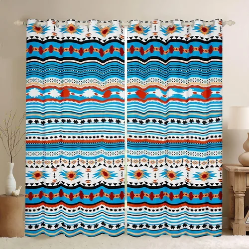Miniatura 18 de Cortinas opacas de estilo bohemio occidental de 76 x 45 pulgadas, cortinas y cortinas de atrapasueños de vaca, cortinas del suroeste, cortinas