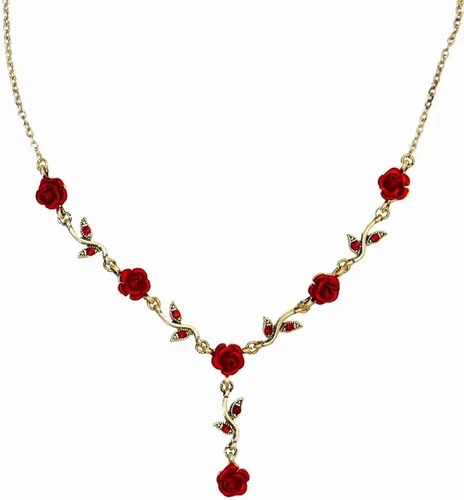 ALAIX Collares chapados en oro de 14 quilates para mujer, delicado collar largo de oro con colgante de rosa para niñas, collar vintage de flores