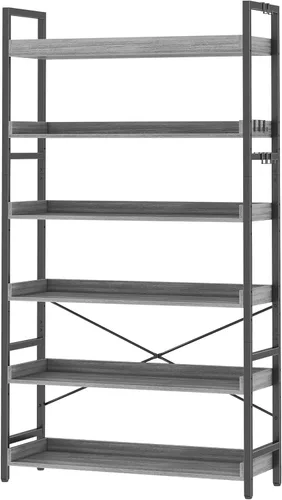 Miniatura 25 de HCHQHS - Estantería de 4 niveles, estantería industrial ajustable, estantería alta vertical, estanterías abiertas de madera y metal negro