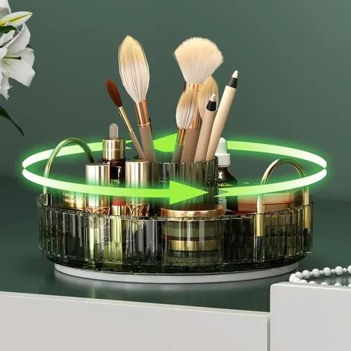 Miniatura 13 de YCIA&DONE Organizador de maquillaje giratorio para tocador, almacenamiento de maquillaje de gran capacidad, estante para el cuidado de la piel