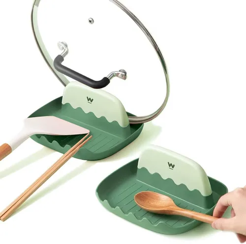 Paquete de 2 Soportes para Tapa y Cuchara para Encimera de Cocina, Soporte para Cucharón/Espátula/Cuchara de Cocina para Estufa, Descanso para