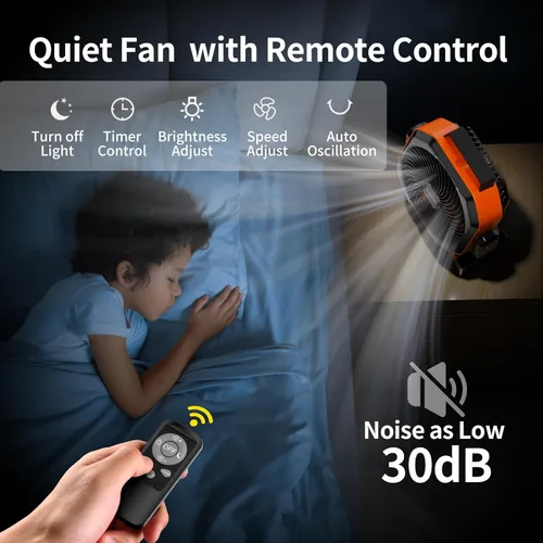 Miniatura 5 de Socool Ventilador de campamento con luz, ventilador de batería recargable de 20000 mAh con control remoto, 112 horas y 8 velocidades, pantalla