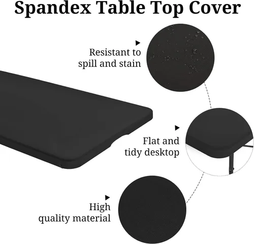 Miniatura 3 de fani 6 piezas de tela elástica para tapas de mesa, fundas de elastano de 6 pies, lavables, elásticos, universales, rectangulares, protectores