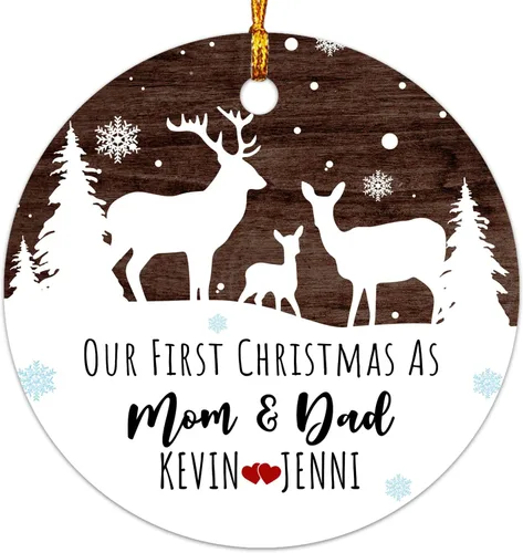 Miniatura 11 de Adorno personalizable con texto en inglés «Our First Christmas As Mr. & Mrs. 2026», adorno personalizado para el Sr. y la Sra. Nombre, primera