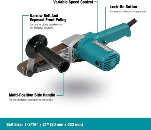 Miniatura 2 de Makita 9031 lijadora de banda de velocidad variable 5A, 1-18pulgadas por 21pulgadas