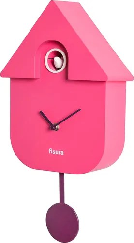 Miniatura 8 de Fisura - Reloj de pared de cuco a rayas azules y beige con esfera roja - Reloj de pared decorativo moderno, regalo único de decoración del hogar
