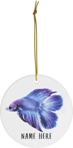 Miniatura 2 de Nombre personalizado Betta Fish Purple Gifts 2025 Christmas Circle Ceramic Ornaments Circle Ceramic