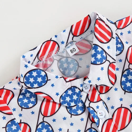 Miniatura 5 de AEEMCEM Conjunto de pantalones cortos estilo vaquero con estampado de vaca de manga corta y botones para bebé, conjunto de pantalones cortos