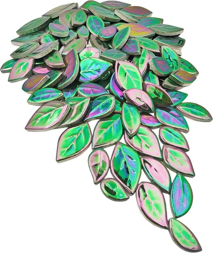 Miniatura 14 de Azulejos de mosaico de cerámica en forma de hoja de 500g/1.1lb, piezas de mosaico de cerámica para manualidades, azulejos de mosaico para decoración