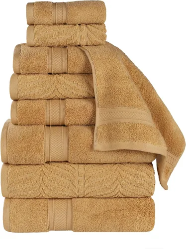 Miniatura 73 de Superior Juego de toallas surtidas de algodón Chevron de 12 piezas, cero torsión, secado rápido, artículos esenciales para el hogar, ducha, spa