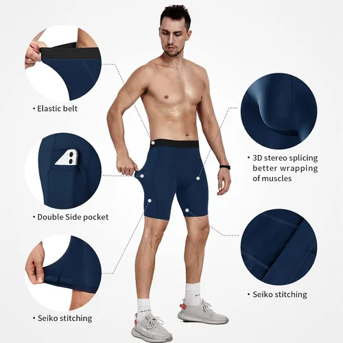 Miniatura 3 de Niksa Pantalones cortos de compresión para hombre, paquete de 23, ropa interior de compresión para hombre, pantalones cortos atléticos, pantalones