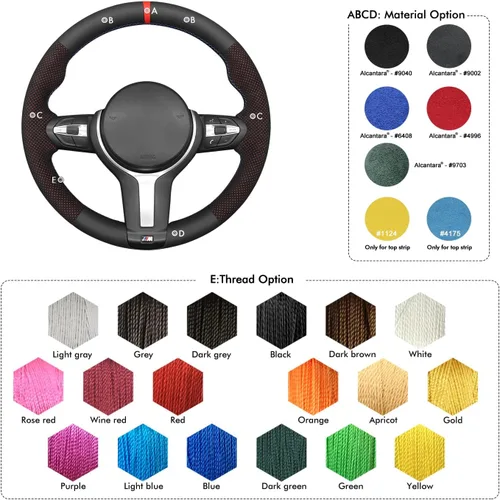Miniatura 7 de MEWANT - Funda para volante de automóvil cosida a mano de Athsuede para BMW F87 M2 F80 M3 F82 M4 M5 F12 F13 M6 F85 X2 X5 M F86 X6 M F33 F30 M