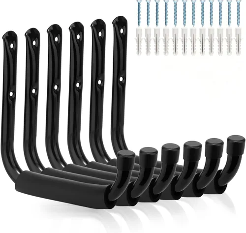 Miniatura 10 de Gancho gigante de almacenamiento de garaje resistente, estante colgante de pared de 13 pulgadas para tabla de surf, escalera
