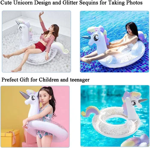 Miniatura 2 de CICITOYWO Flotadores de piscina para niños pequeños, balsa flotadora inflable para niños y adultos con asa, juguetes flotadores de playa para nadar