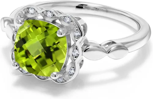 Miniatura 23 de Gem Stone King Anillo de compromiso de plata de ley 925 de 0.315 in con piedra natal y zafiro blanco creado Anillo de compromiso de boda