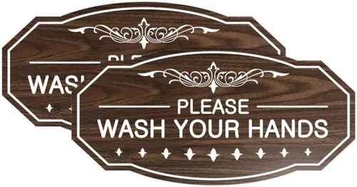 Miniatura 25 de Signs ByLITA Letrero de Victorian Please Wash Your Hands (plata cepillada) - Grande Brushed Silver