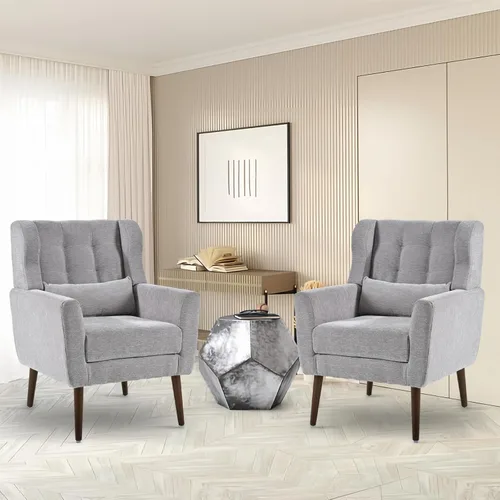 Miniatura 17 de cinkehome Sillas decorativas con brazos para sala de estar, sillón moderno tapizado en chenilla, cómoda silla de salón acolchada y suave