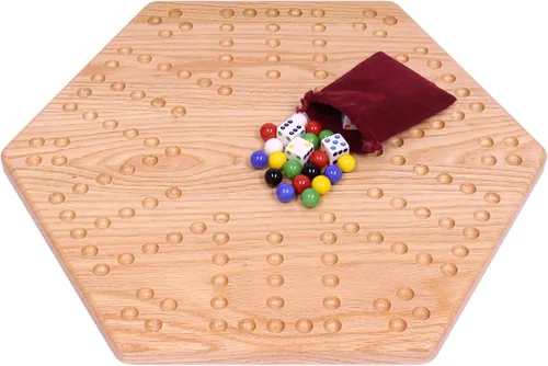 Miniatura 7 de Juego de mesa Aggravation (Wahoo), con tablero de madera maciza de roble, doble cara, 16" de ancho