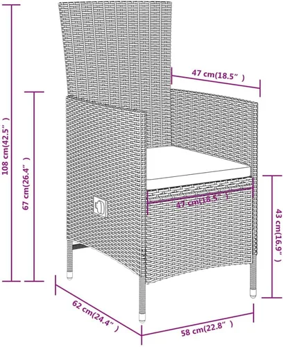 Miniatura 8 de Ensemble de Jardin Salon de 2 Places avec Table en Verre, Mobilier de Jardin Résistant aux Intempéries en Rotin Synthétique Beige et Noir Pour